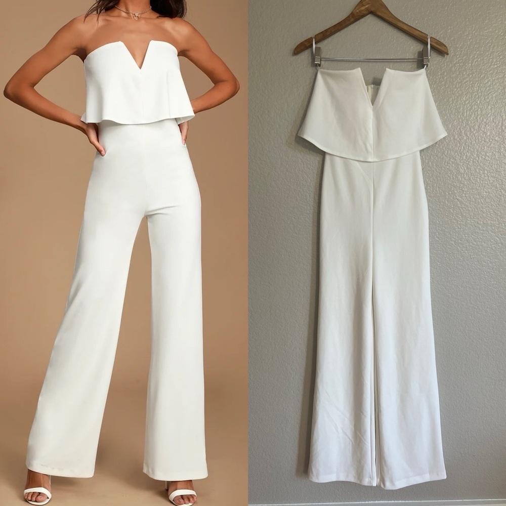 Lulu's Power of Love White Strapless Jumpsuit